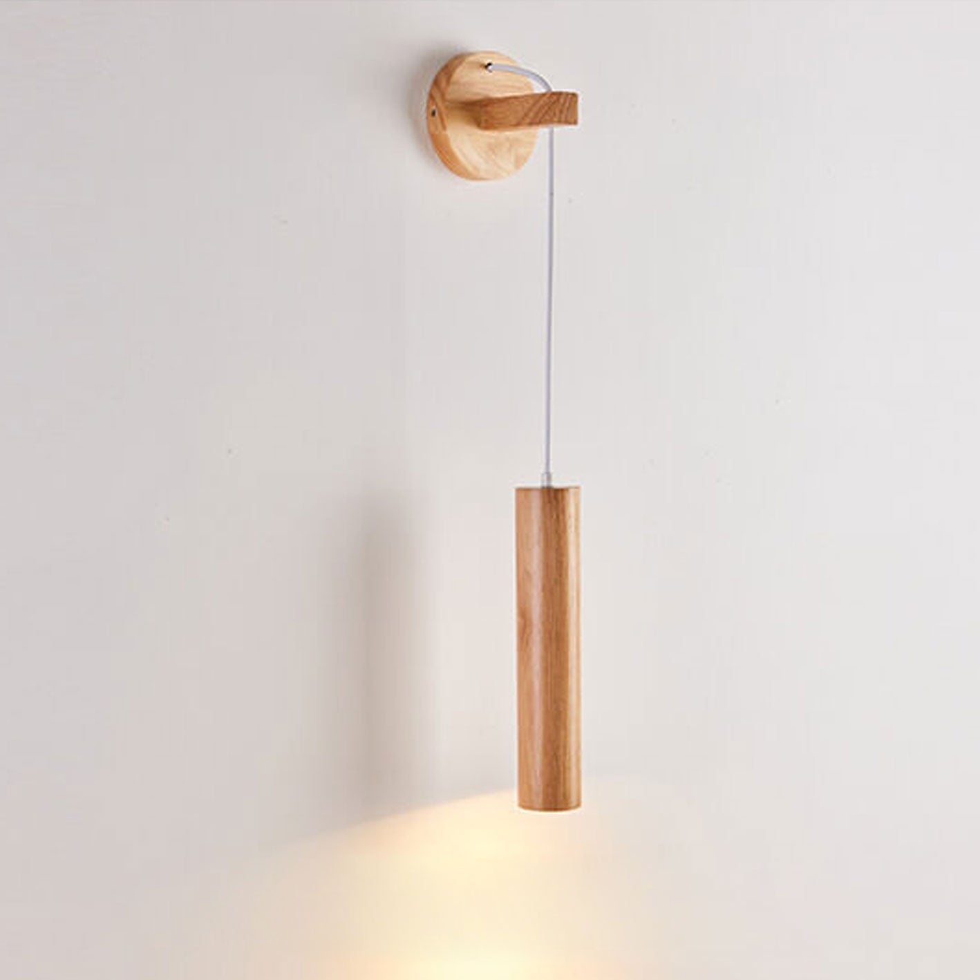 Minimalist Solid Wood Cylinder Column LED Wall Sconce Lamp