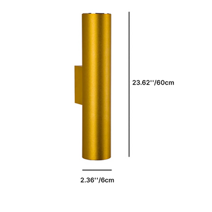 Round Aluminum Cylindrical 2-Light Wall Sconce Lamp