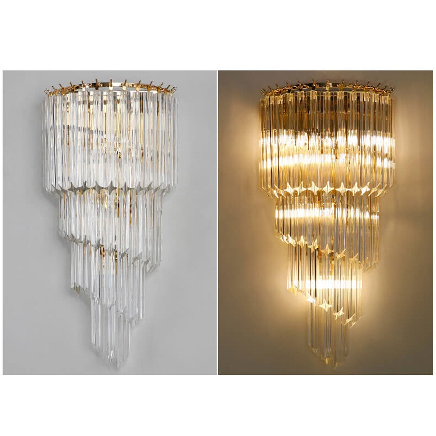 Modern Luxury Crystal Four Layers 4-Light Wall Sconce Lamp