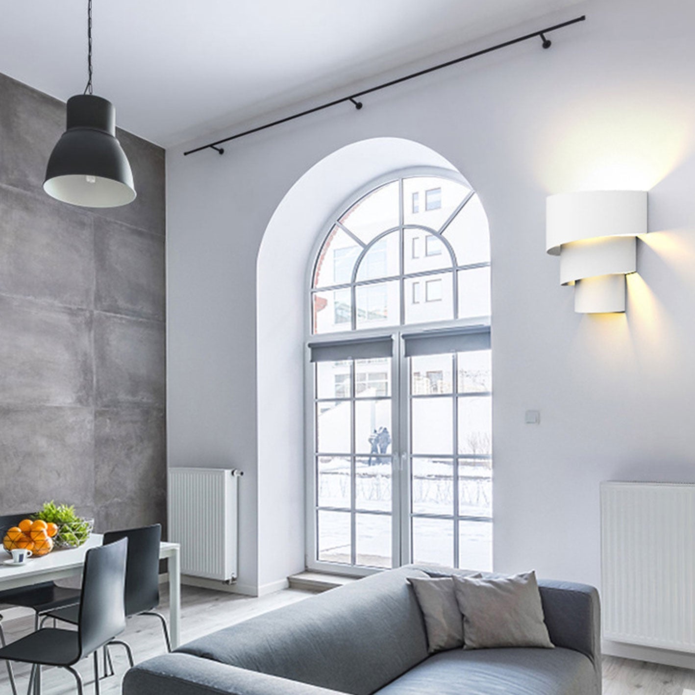 European Solid Color Half-circle Iron LED Wall Sconce Lamp