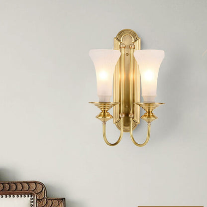 Light All Copper Glass Petals 1/2-Light Wall Sconce Lamp
