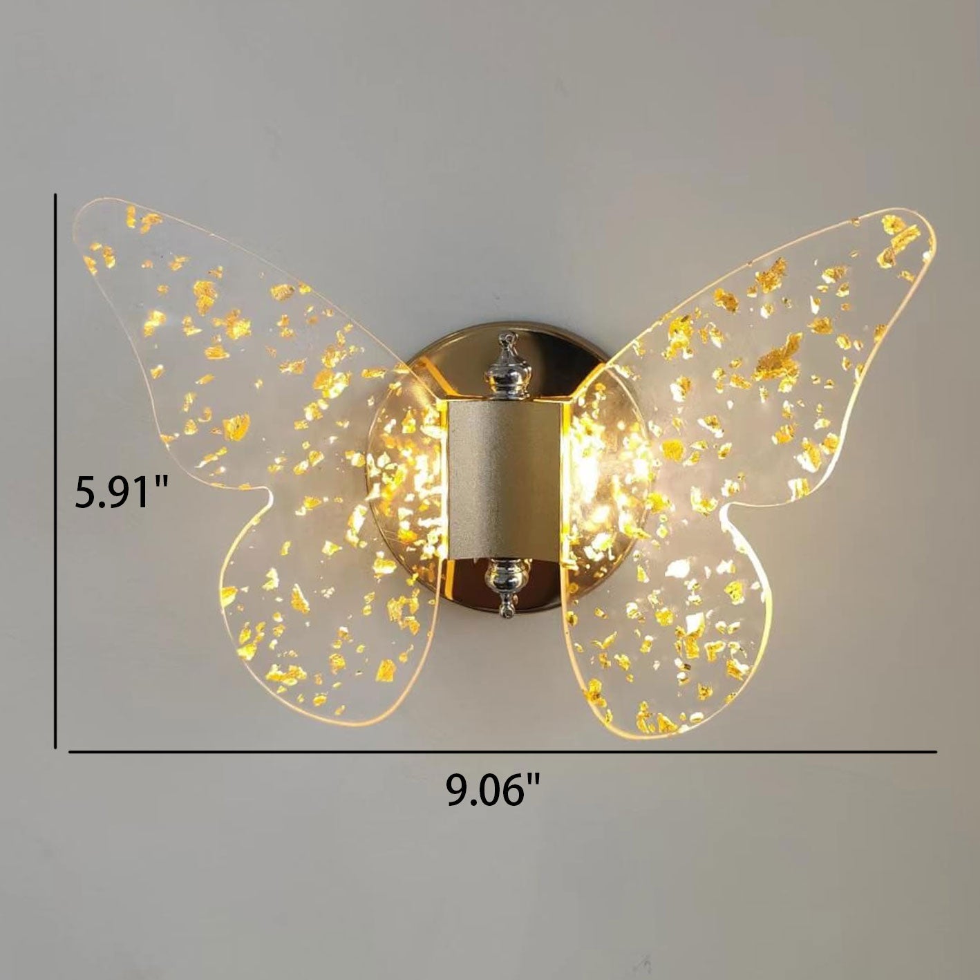 Creative Gold Foil Acrylic Butterfly LED Wall Sconce Lamp