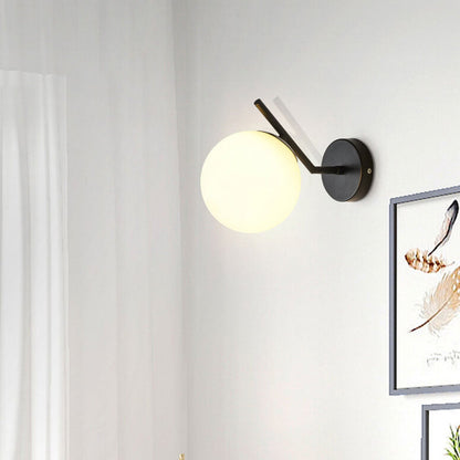 Minimalist Glass Ball Curve Lamp Arm 1-Light Wall Sconce