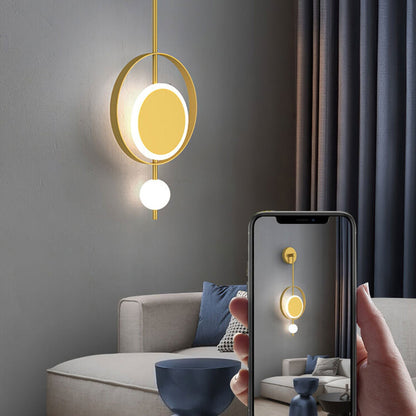 Iron Circle Straight Arm LED Light Wall Sconce Lamp