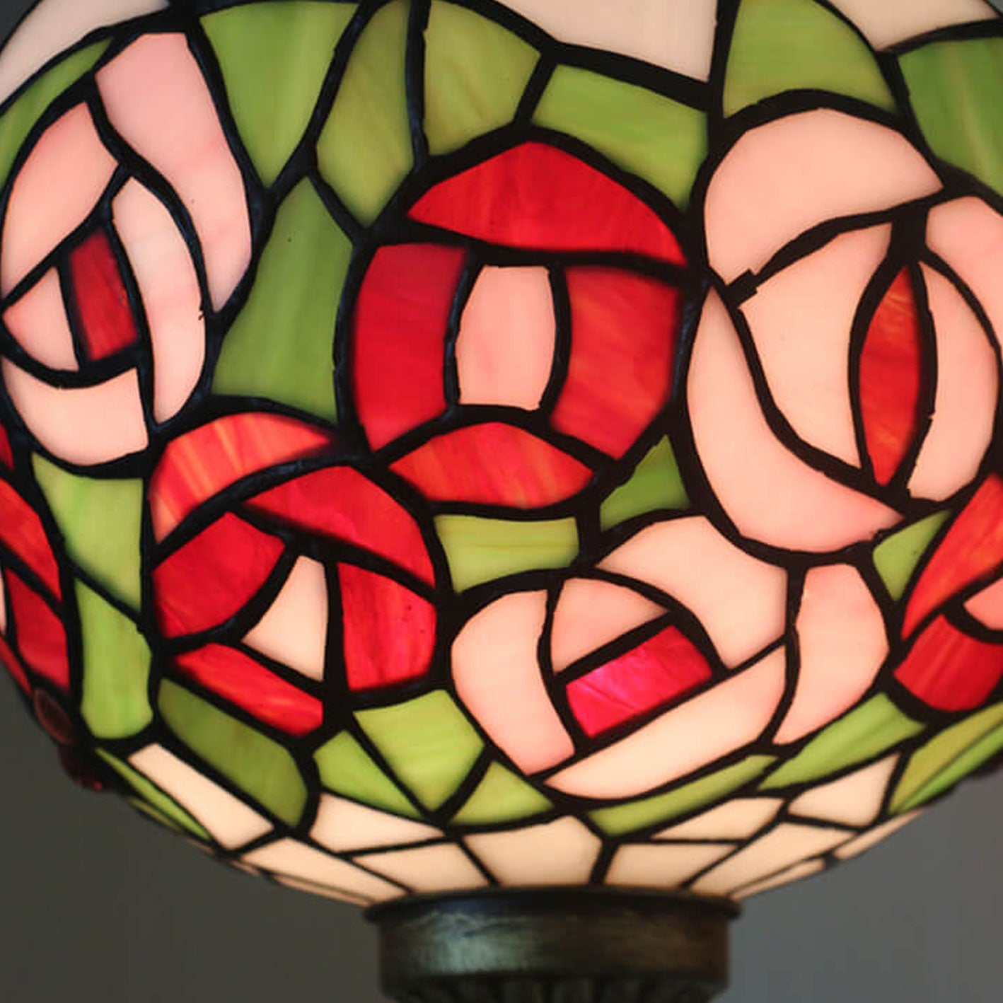 Tiffany Rose Stained Glass Bowl 1-Light Wall Sconce Lamp