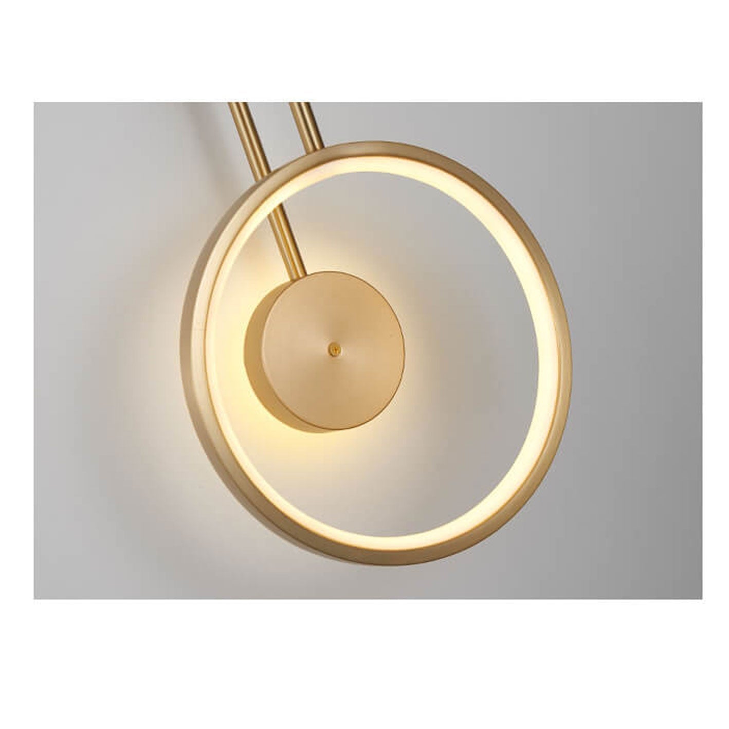 Light Full Copper Circle Curved Arm LED Wall Sconce Lamp