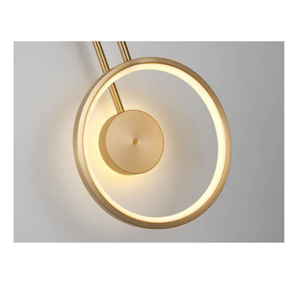Light Full Copper Circle Curved Arm LED Wall Sconce Lamp