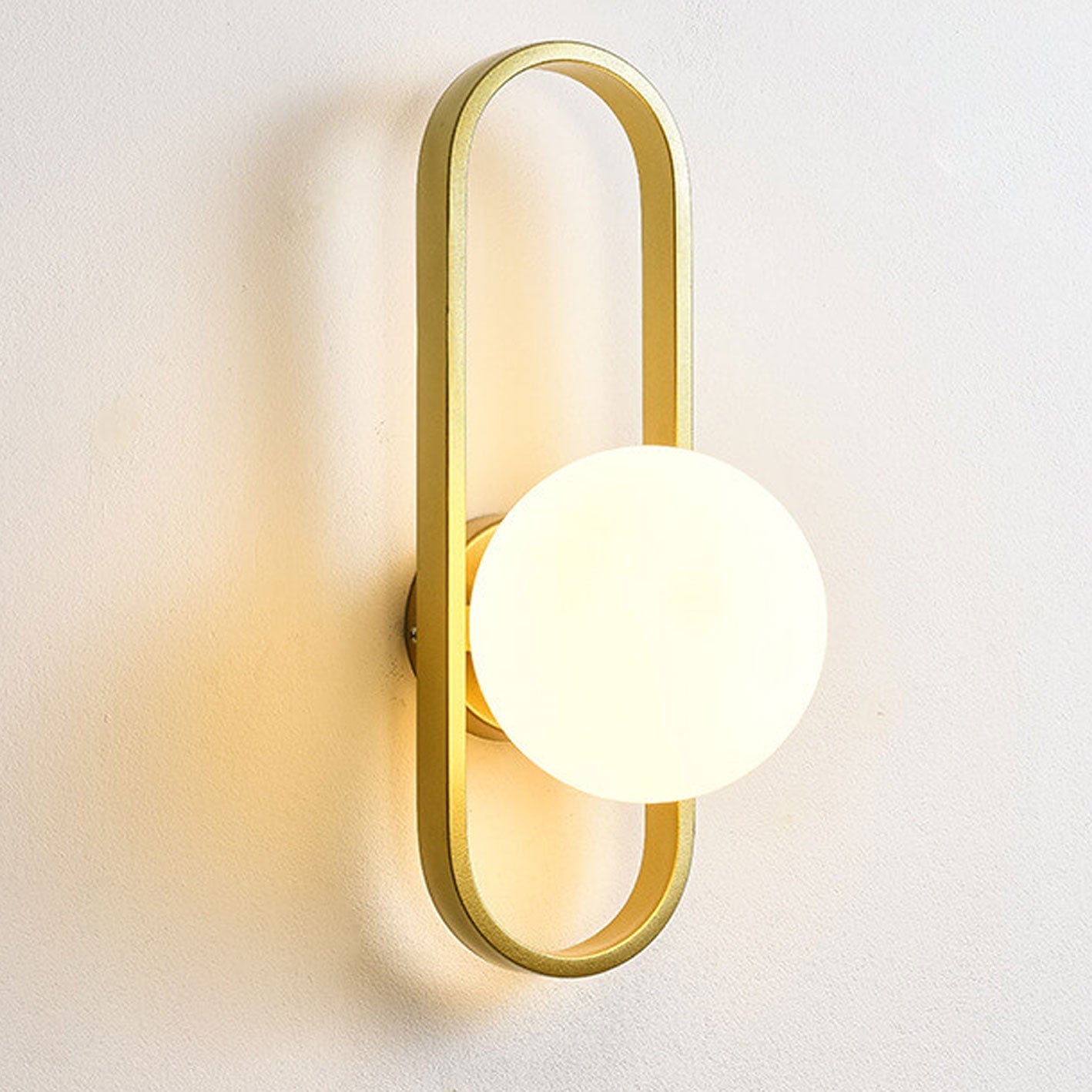 Minimalist Oval Ring Iron Glass 1-Light Wall Sconce Lamp