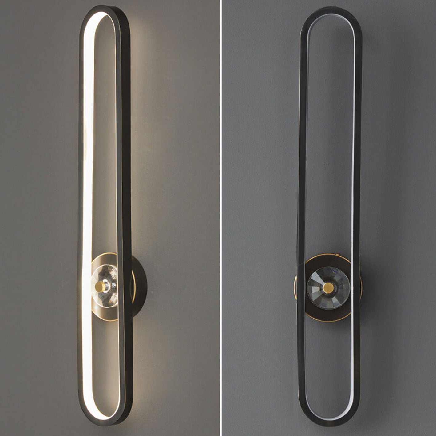 Light Luxury Full Brass Long Ring LED Wall Sconce Lamp