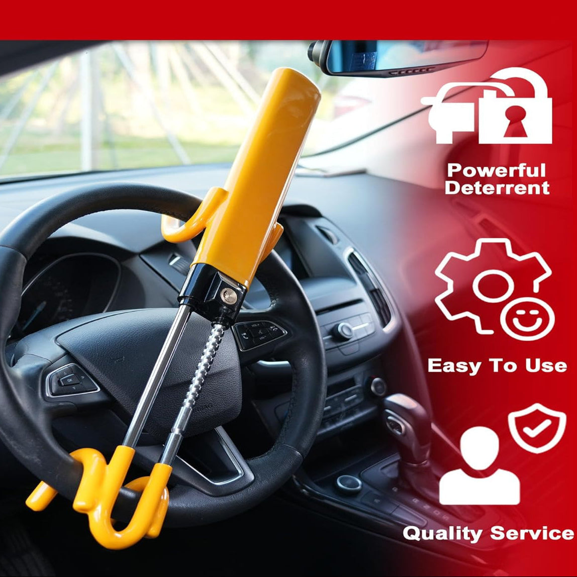 Steering Wheel Lock with Four-Hook Grip