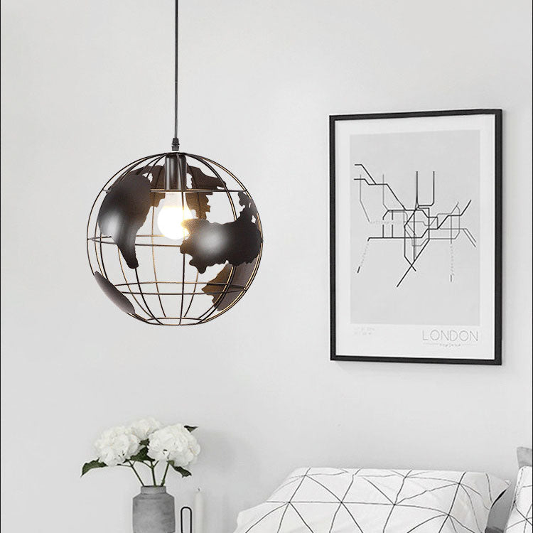 Earth Shaped Metal Lampshade 1-Light Globe Pendant Light