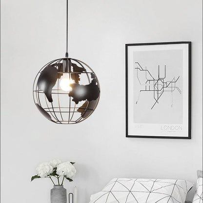 Earth Shaped Metal Lampshade 1-Light Globe Pendant Light