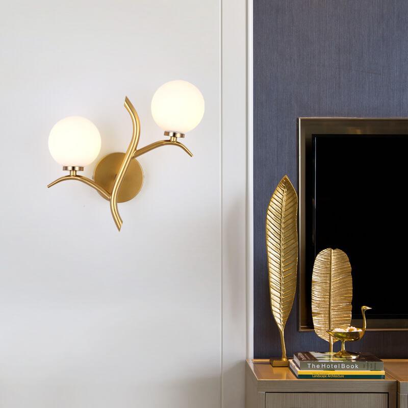 Glass Ball 2-Light Tree Branch Shape LED Armed Sconce Lamp