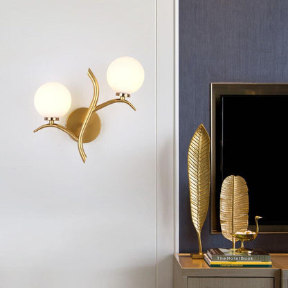 Glass Ball 2-Light Tree Branch Shape LED Armed Sconce Lamp