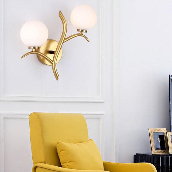 Glass Ball 2-Light Tree Branch Shape LED Armed Sconce Lamp
