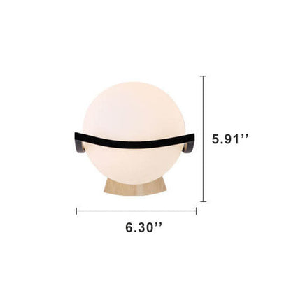 Glass Ball 1-Light Wooden Base Armed Sconce Lamp
