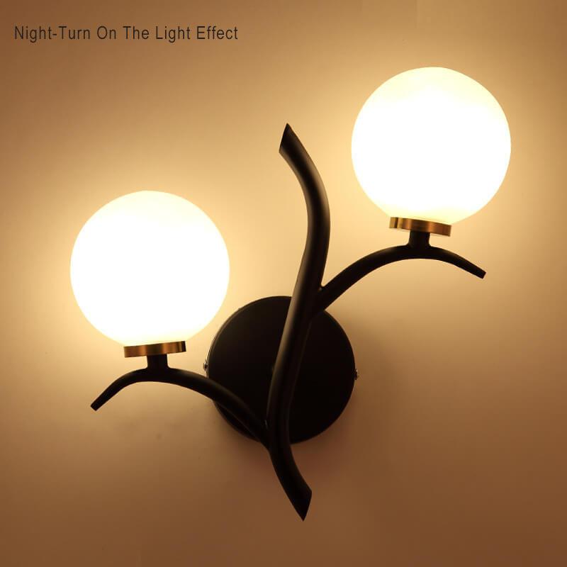 Glass Ball 2-Light Tree Branch Shape LED Armed Sconce Lamp
