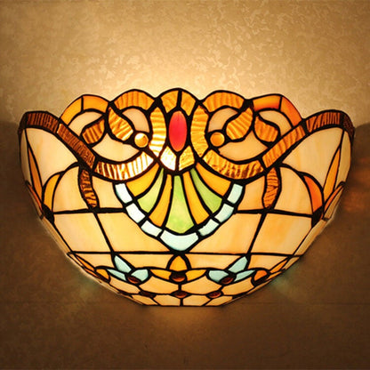 Tiffany Stained Glass Bowl Shape 1-Light Wall Sconce Lamp