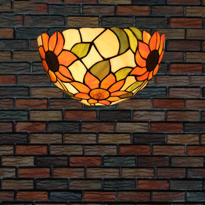 Tiffany Stained Glass Bowl Shape 1-Light Wall Sconce Lamp