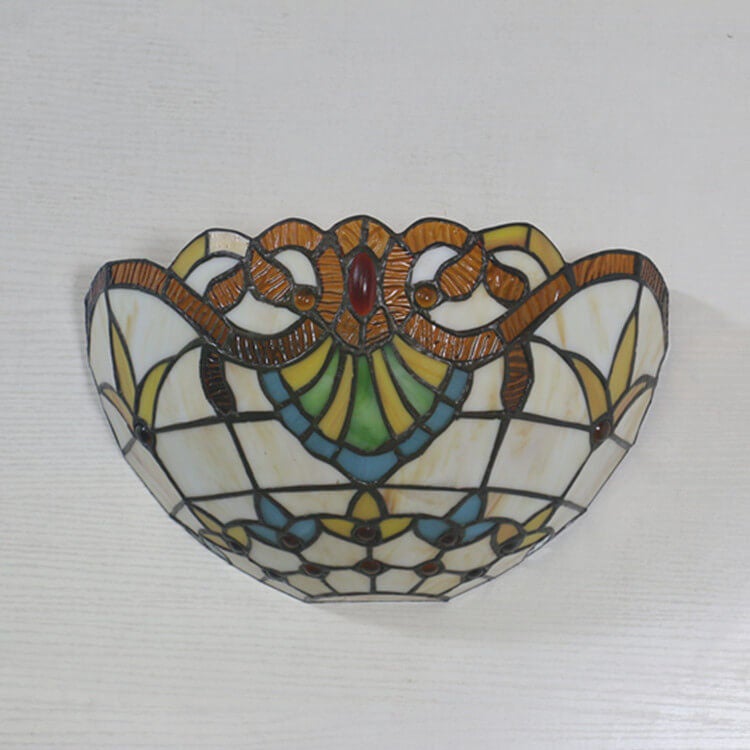 Tiffany Stained Glass Bowl Shape 1-Light Wall Sconce Lamp