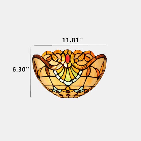 Tiffany Stained Glass Bowl Shape 1-Light Wall Sconce Lamp