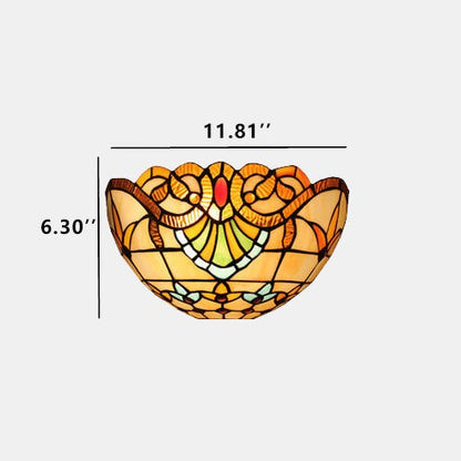 Tiffany Stained Glass Bowl Shape 1-Light Wall Sconce Lamp