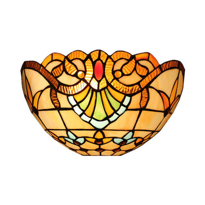 Tiffany Stained Glass Bowl Shape 1-Light Wall Sconce Lamp