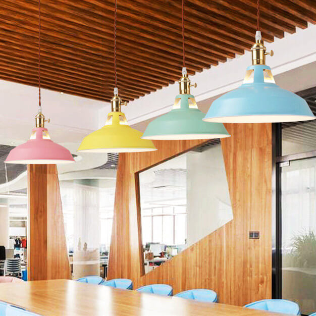 Industrial Colorful Barn Shade 1-Light Pendant Light