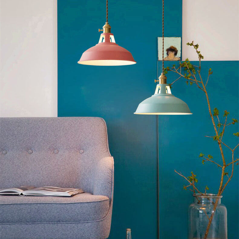 Industrial Colorful Barn Shade 1-Light Pendant Light