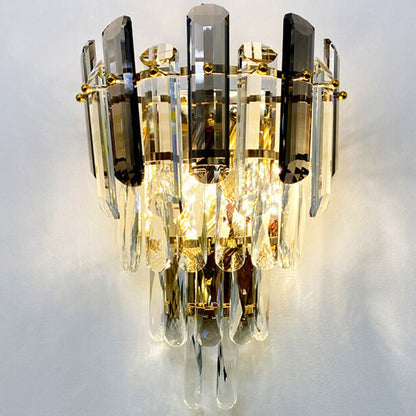 Luxury Crystal Multi-Layer Column 1-Light Wall Sconce Lamp
