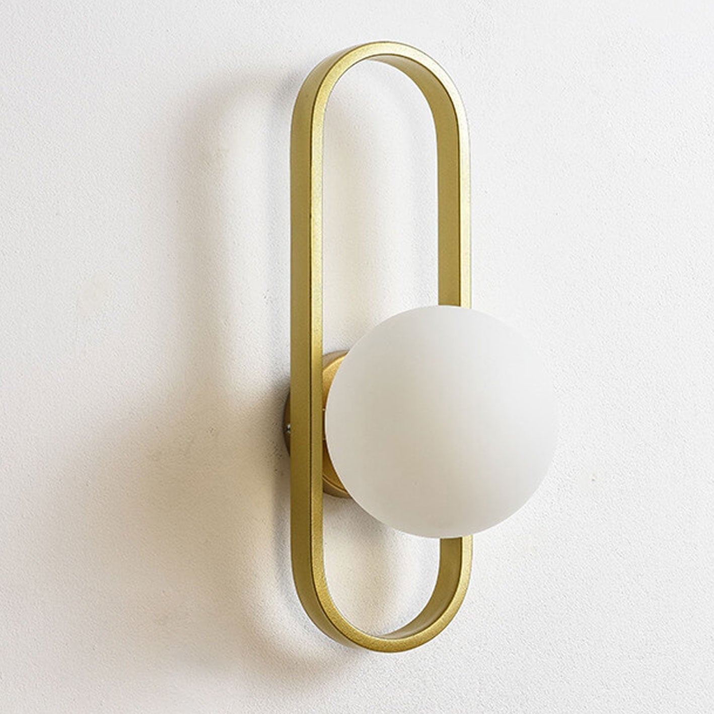 Minimalist Oval Ring Iron Glass 1-Light Wall Sconce Lamp