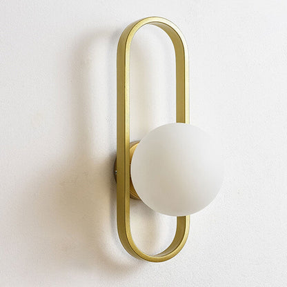 Minimalist Oval Ring Iron Glass 1-Light Wall Sconce Lamp