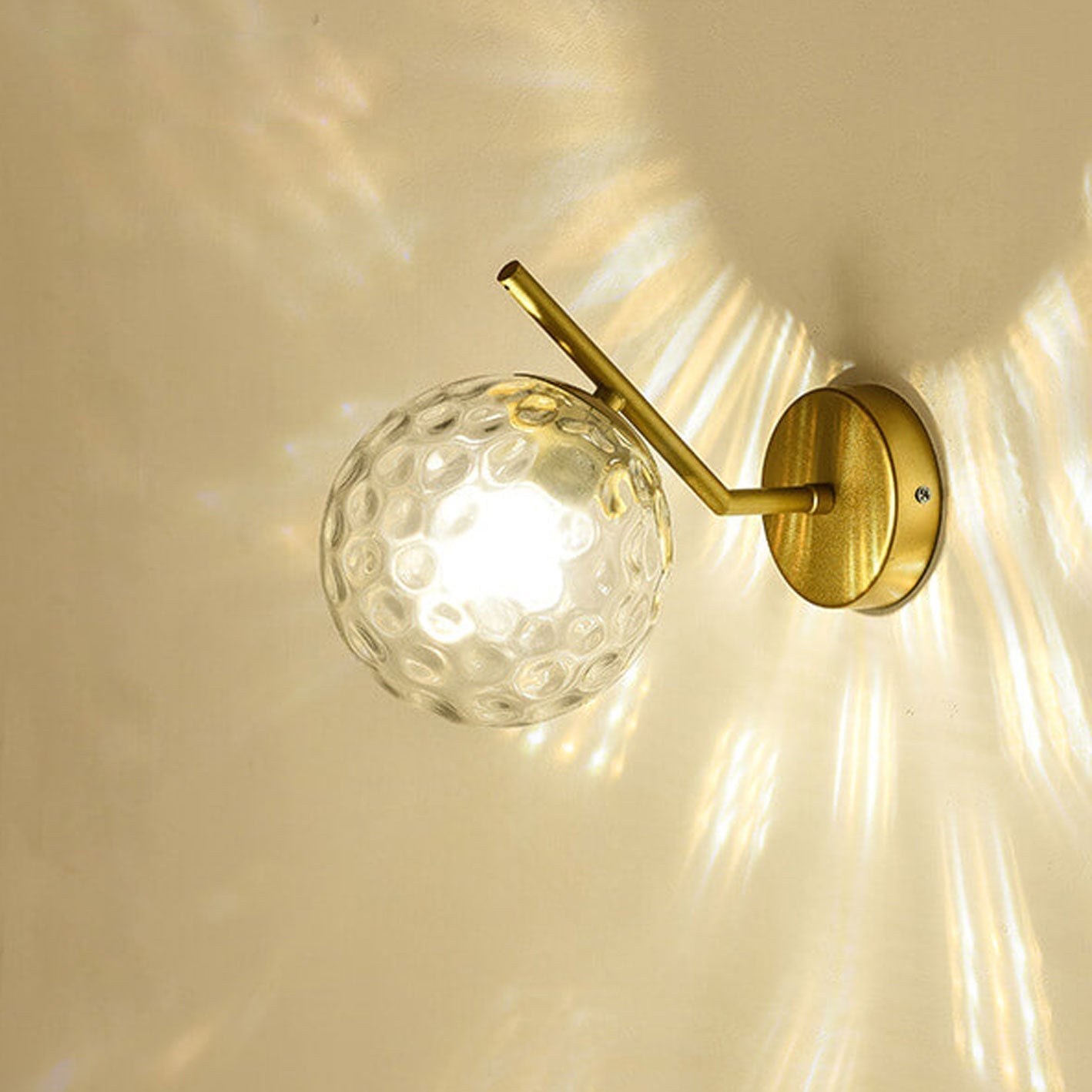 Minimalist Glass Ball Curve Lamp Arm 1-Light Wall Sconce