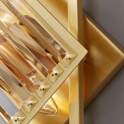 Brass Crystal Geometric Ring 2/3 Light Wall Sconce Lamp