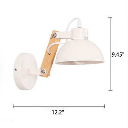 Semicircle Solid Wood Wrought Iron 1-Light Wall Sconce Lamp