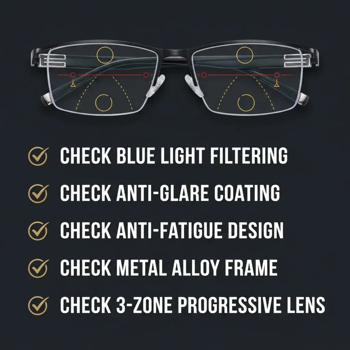 Progressive Reading Glasses, Blue Light Filter