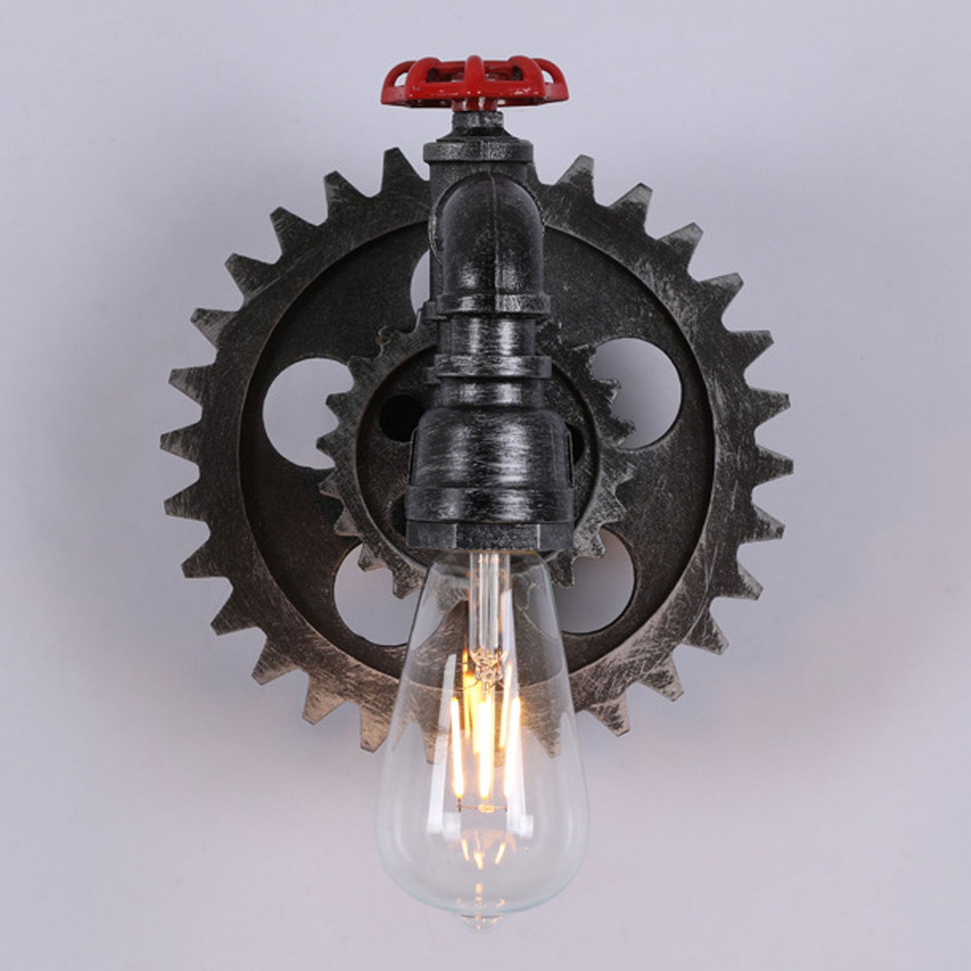 Gear-shaped Wrought Iron 1/2-Light Wall Sconce Lamp