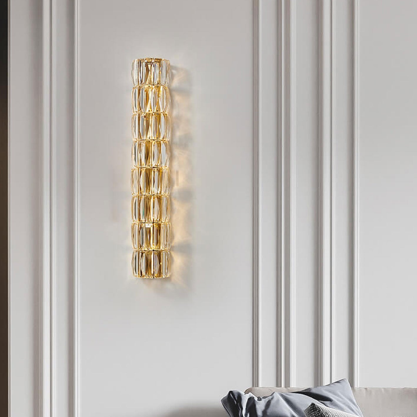 French Light Crystal Column 4/6/8-Light Wall Sconce Lamp