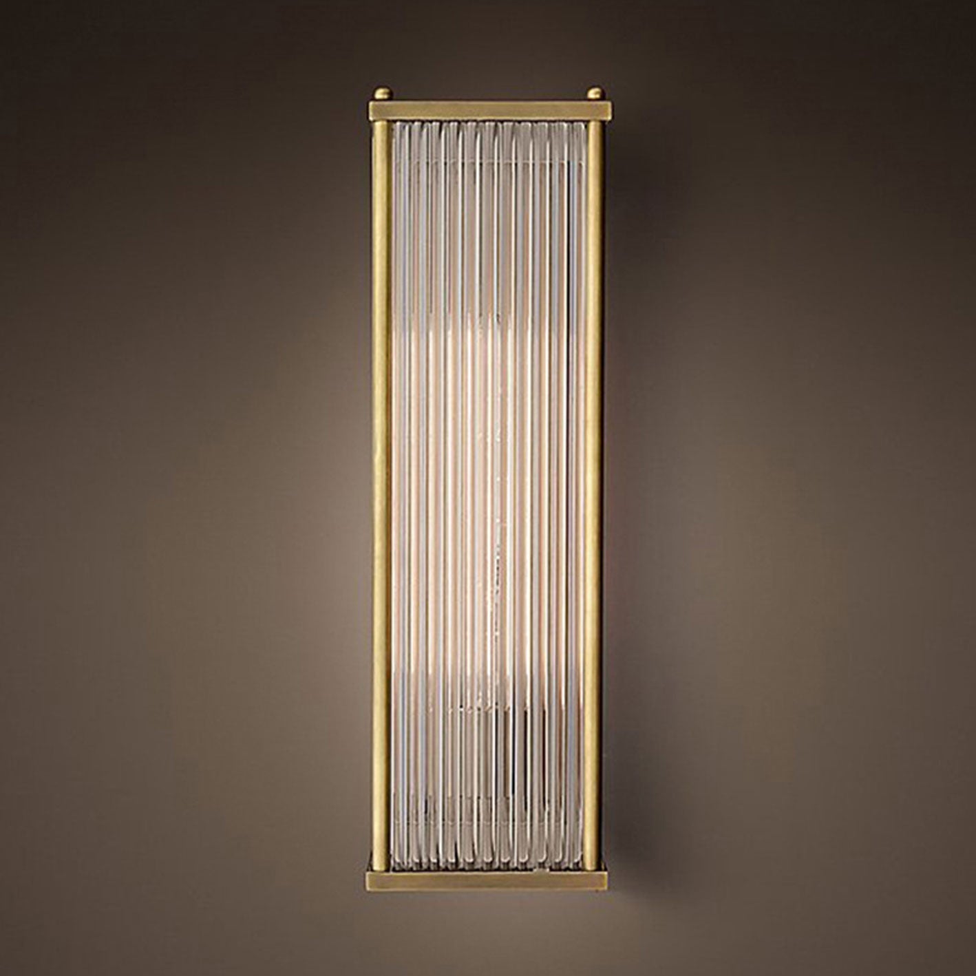 Light Rectangular Hardware Glass 1-Light Wall Sconce Lamp