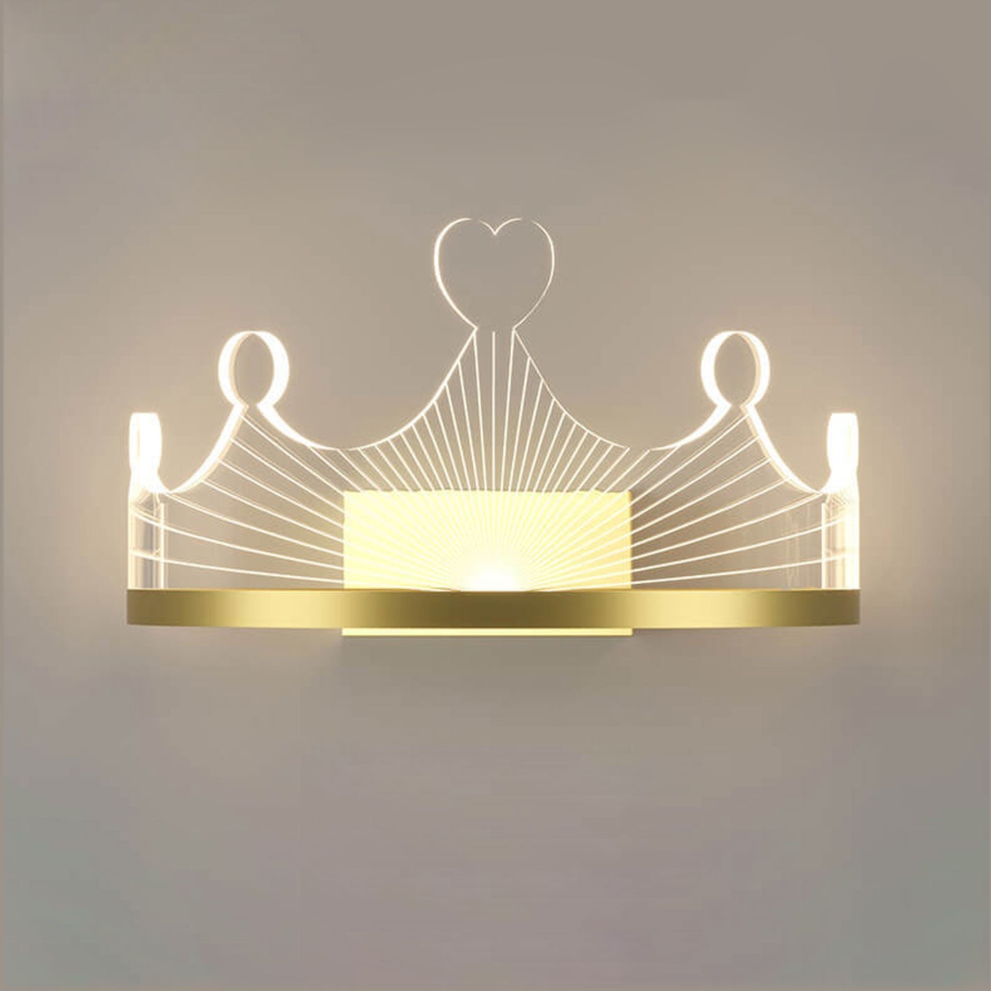 Light Luxury Crown Gold Iron Acrylic LED Wall Sconce Lamp