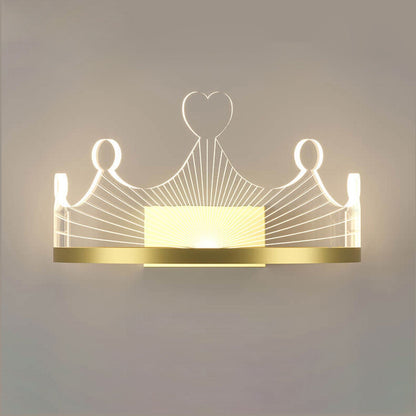 Light Luxury Crown Gold Iron Acrylic LED Wall Sconce Lamp