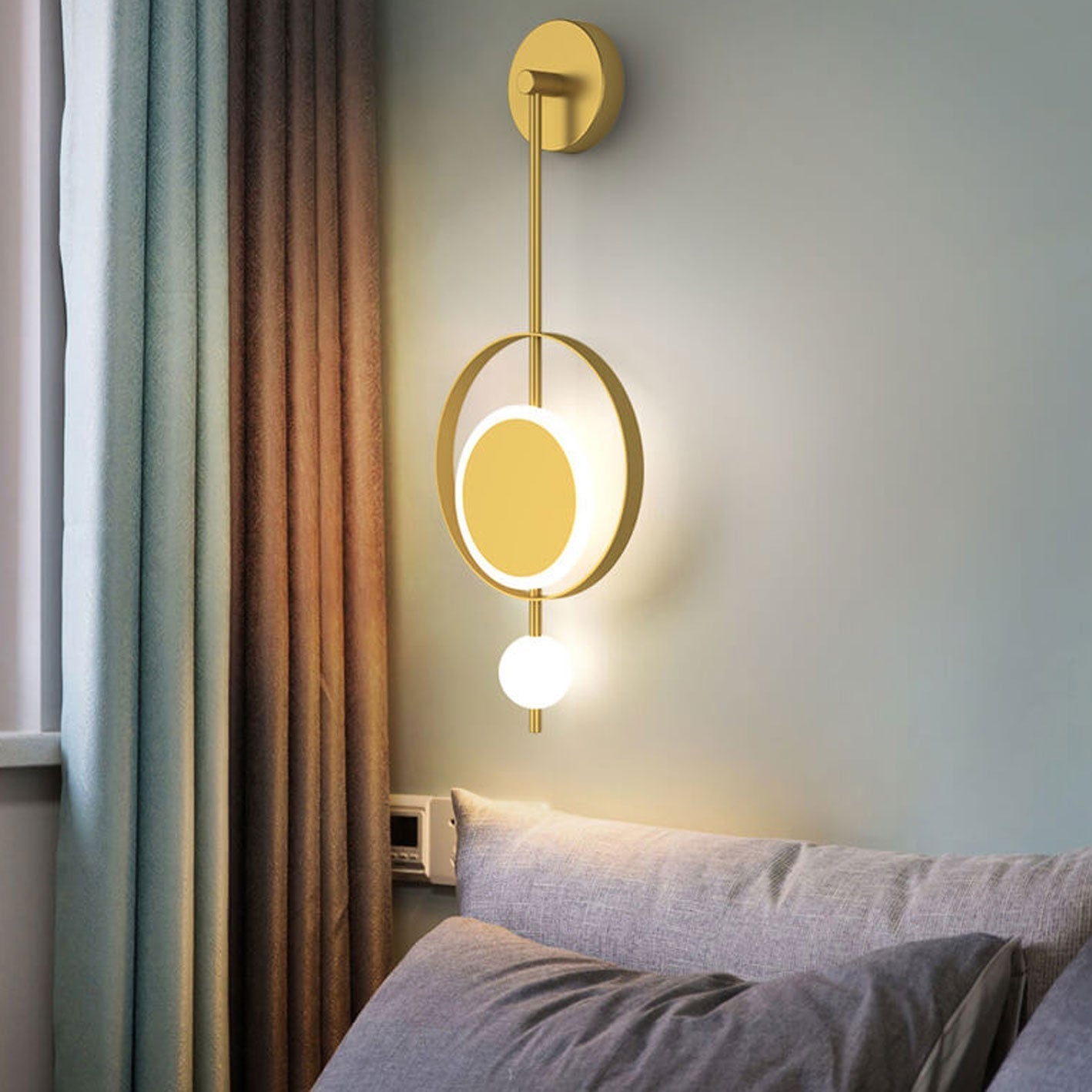 Iron Circle Straight Arm LED Light Wall Sconce Lamp
