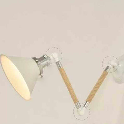Vintage Twine Woven Cone Shade 1-Light Wall Sconce Lamp
