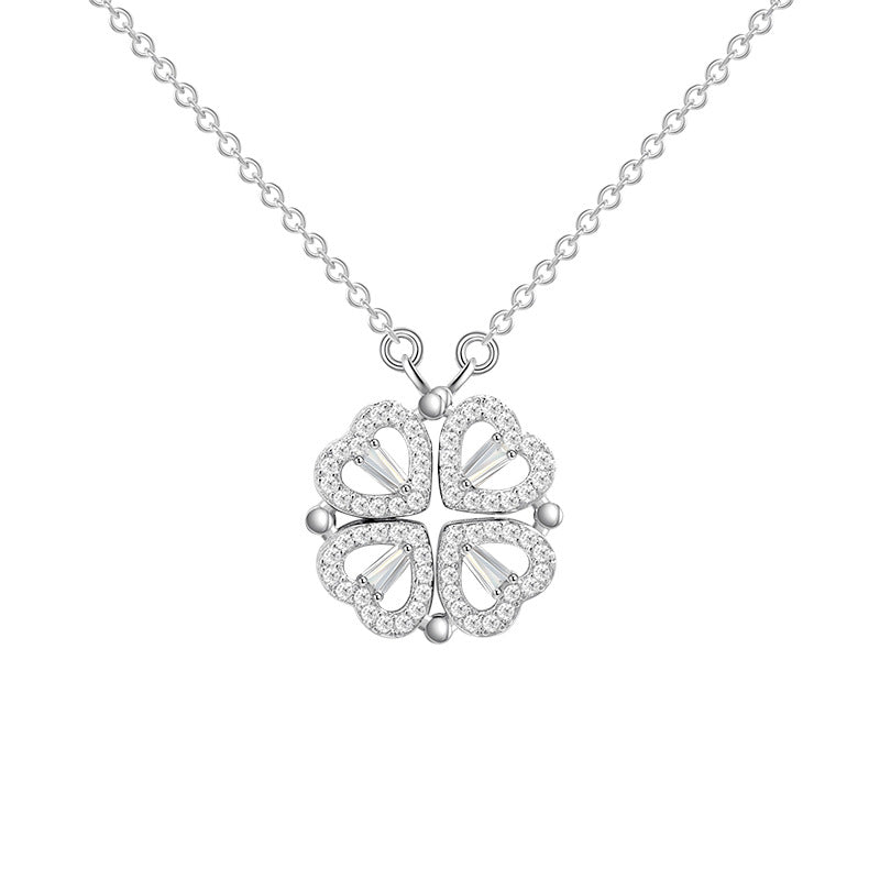 Four Heart Clover Pendant Necklace