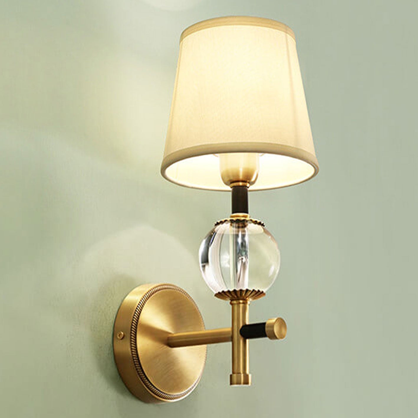 Modern American Brass Fabric 1/2 Light Wall Sconce Lamp