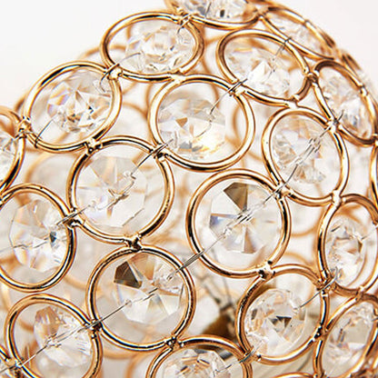 European Crystal Ball Curved Arm 1-Light Wall Sconce Lamp