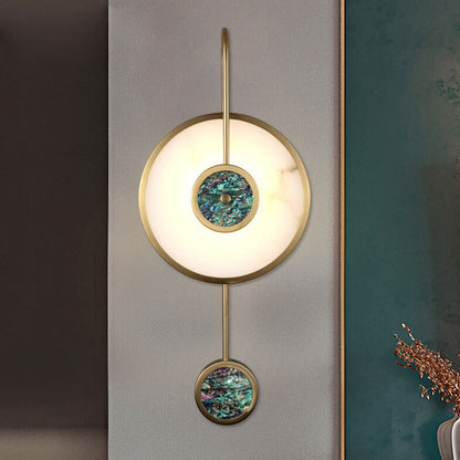 Luxury Marble Round Shell Curved Arm LED Wall Sconce Lamp