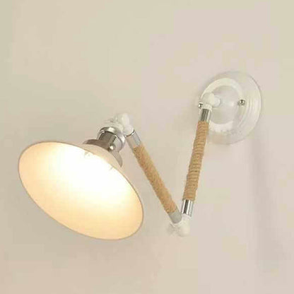 Vintage Twine Woven Cone Shade 1-Light Wall Sconce Lamp