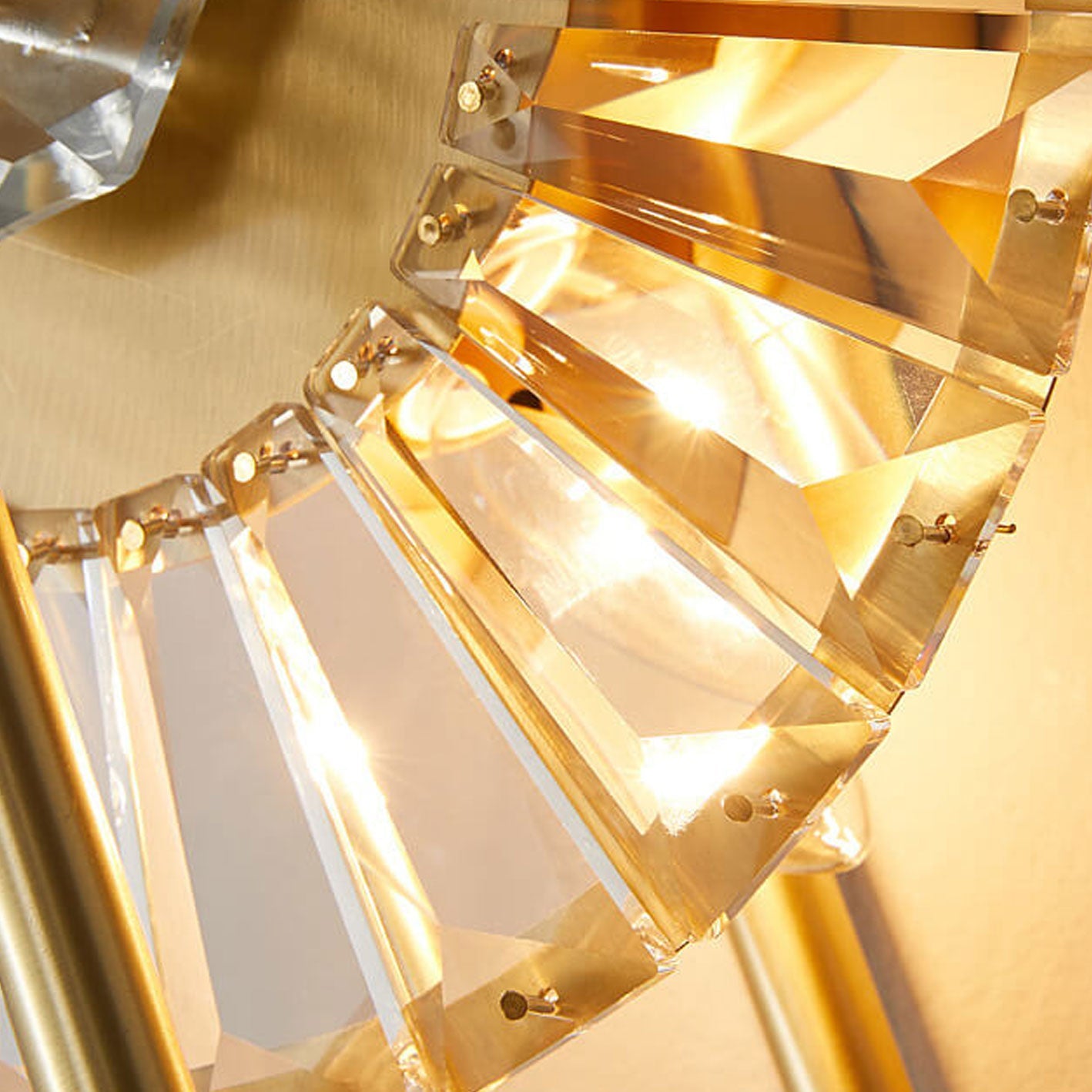 Brass Crystal Geometric Ring 2/3 Light Wall Sconce Lamp