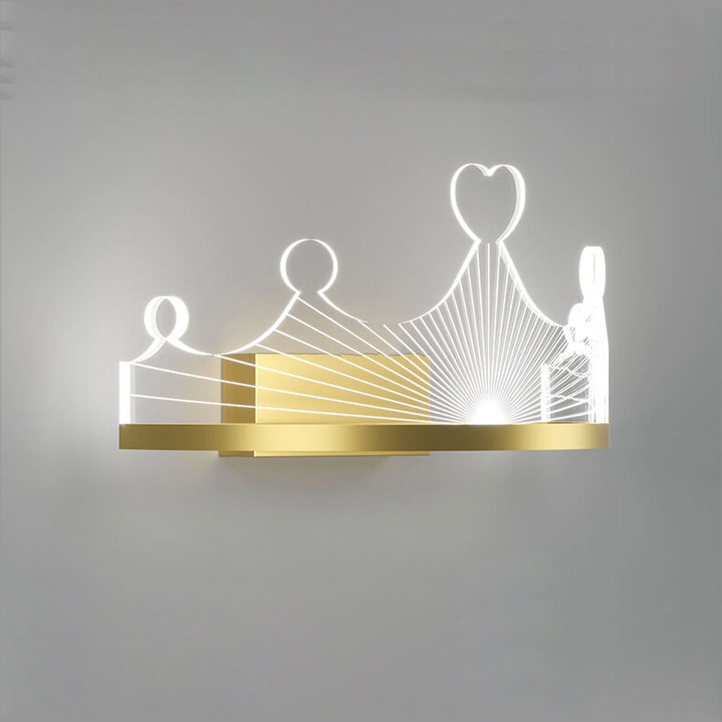 Light Luxury Crown Gold Iron Acrylic LED Wall Sconce Lamp